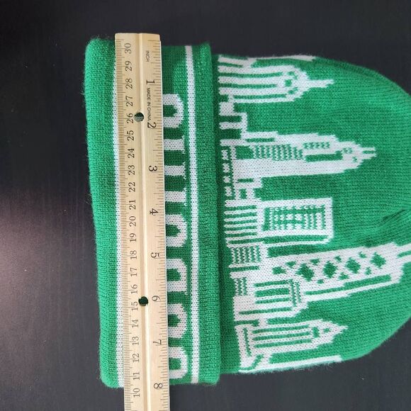 Chicago Green City Skyline Beanie One Size Green Chicago Beanie - Picture 6 of 7
